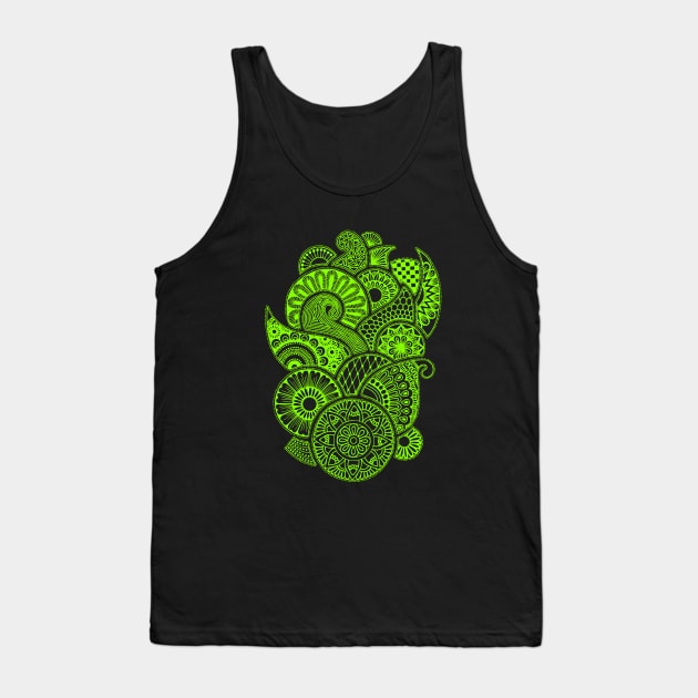 Abstract Mandala design (green on black) Tank Top by calenbundalas